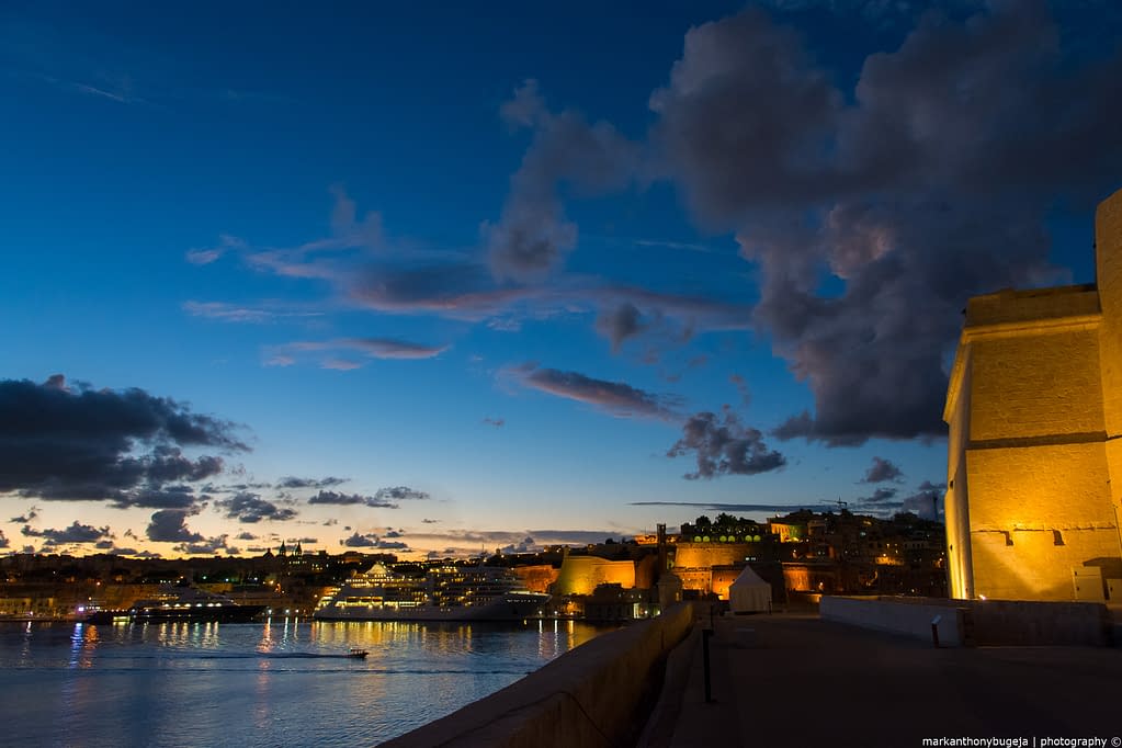 Valletta harbour during sunset