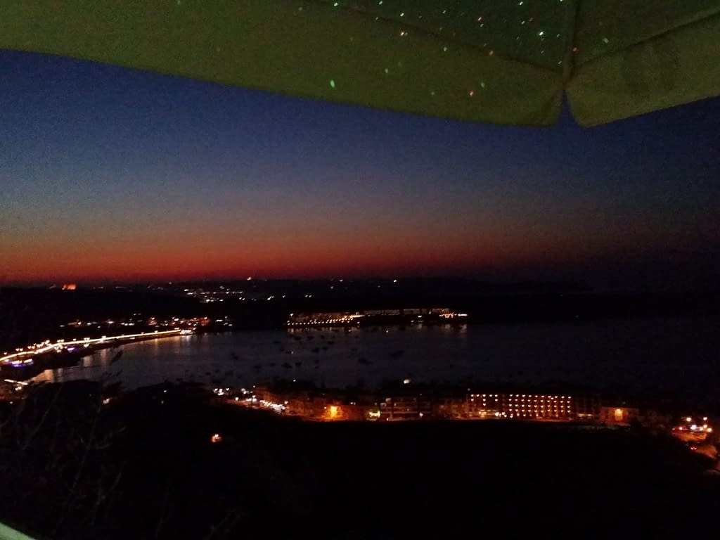 The View from Mellieha Village Cafe during sunset