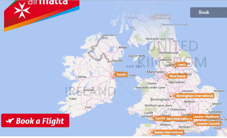 Air Malta website snapshot